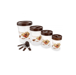 Conjunto 4 Potes 4 Colheres Plastico