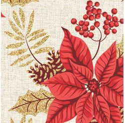 Tecido Tricoline Estampado Lg1,50 Natal Hohoho C/glitter  Var 01