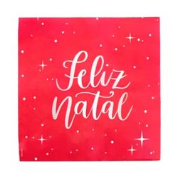Guardanapo Vermelho Feliz Natal C/ Estrelas 33cm (1113602)