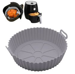 Forma Redonda de Silicone Para Air Fryer Cinza 19x6,5cm