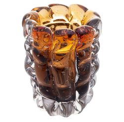 Vaso de Vidro Italy -  Ambar e Marrom 10x13cm