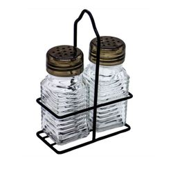 Conjunto Saleiro e Pimenteiro de Vidro C/suporte 70ml