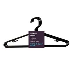 Conjunto Cabide C/3 Pcs 40cm Preto (3257)