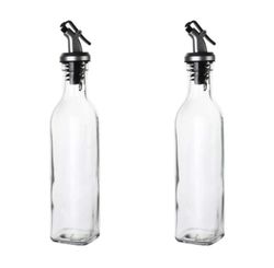 Jogo 2 Galheteiros Vidro C/tampa Em Aco Inox 300ml