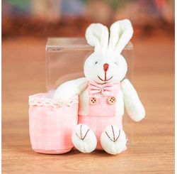 Coelha C/ Cestinha Branca/rosa 19cm