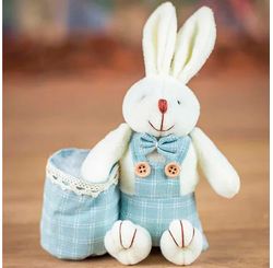 Coelho C/ Cestinha Branco/azul 19cm