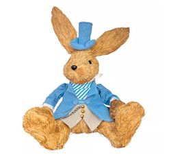 Coelho Rustico Sentado Azul 50cm