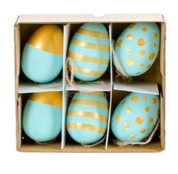 Mini Ovos Decorados Azul/dourado C/6
