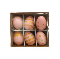 Mini Ovos Decorados Rosa/dourado C/6