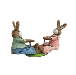 Casal de Coelhos Na Gangorra Azul/rosa 36cm