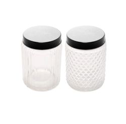 Porta Mantimento de Vidro Sortido Com Tampa Inox Preta 500ml