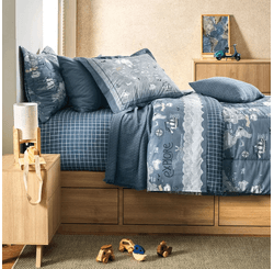 Colcha Com Porta Travesseiro  200 Fios Infantil  Mundi  Solteiro