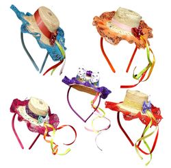 Junina: Tiara C/ Chapeu de Palha 12 Cm Sortido