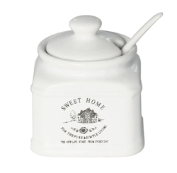 Acucareiro de Ceramica Com Colher Sweet Home