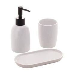 Conjunto 3 Pcs Para Banheiro de Ceramica Londres Branco/preto
