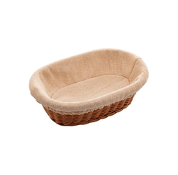 Cesta Oval Rattan Plastico C/forro Tecido 24x17x7cm