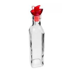 Garrafa Para Azeite Vidro Com Tampa Plastica Vermelha 270ml