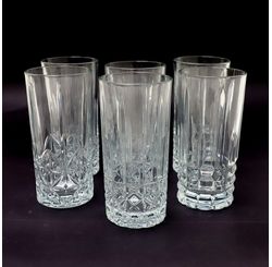 Jogo Copo Vidro Vintage 6 Pcs X 340ml Sortido