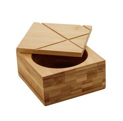Saleiro Quadrado de Bambu Com Tampa 9cmx9cmx7cm