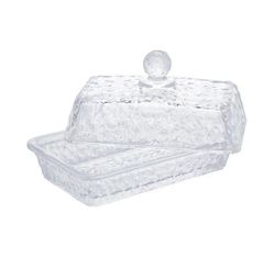 Manteigueira Cristal Martelado Com Tampa Petra 17x10,5x10cm