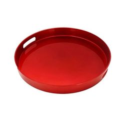 Bandeja Redonda Perolada Vermelho 33cmx4cm
