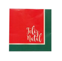 Guardanapo Feliz Natal Vermelho/verde 32,5x32,5 Com 20 Folhas