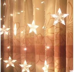 Cortina 224 Leds Warm Com Estrela Na Ponta