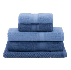 Jogo Banho 5pcs Fio Pent Canelado 0,70 X 1,40 1250/1136 Azul