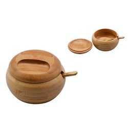 Pote Com Colher Bamboo 13x 10,5x 7,2cm