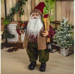 Papai Noel Em Pe Lenhador Vermelho e Marrom 45cm