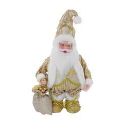 Papai Noel Decorativo Musical Dourado 22x38x14cm