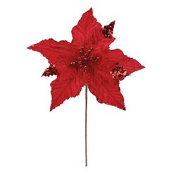 Flor Poinsetia Vermelha Com Glitter 23cm