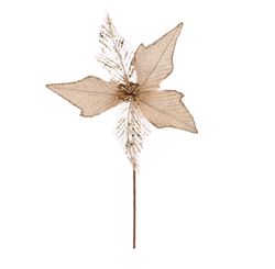 Flor Poinsetia Champanhe Com Glitter 27cm