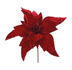 Flor Poinsetia Vermelha Com Glitter 26cm