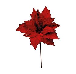 Flor Poinsetia Com Glitter Vermelha 25cm