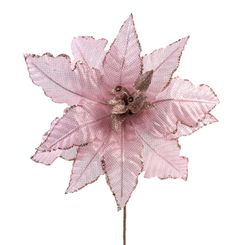 Flor Poinsetia Com Glitter Rosa 30cm
