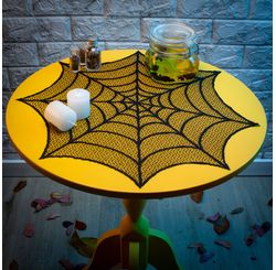 Toalha Decorativa Teia de Aranha Preto 51cm (kit C/4 Pecas)