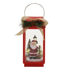 Lanterna Natalina Com Luz Vermelho Com Papai Noel