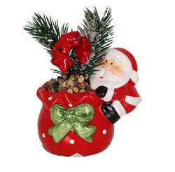 Enfeite Natalino Noel Saco Presente Ceramica