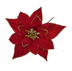 Enfeite Decorativo Flor Paris 23cm Vermelho/dourado