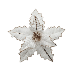 Poinsetia Decorativa Branca e Dourada 40cm