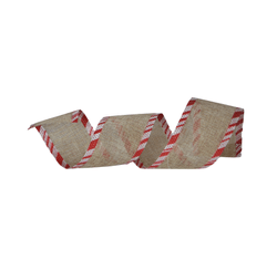Fita Decorativa Bege, Vermelho e Branco 6,3cmx9,14m