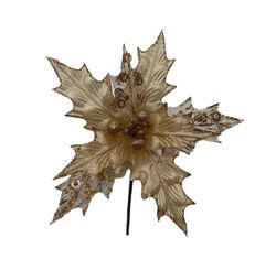 Poinsetia Decorativa Dourado 27cm
