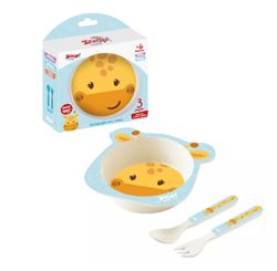Conjunto Alimentacao Bowl Baby 3 Pecs Girafa