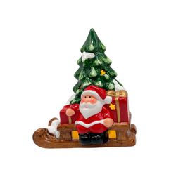 Enfeite Natalino Ceramica Papai Noel No Treno
