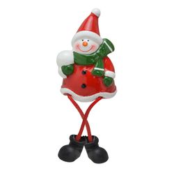Boneco de Neve Decorativo Vermelho e Verde 17cm