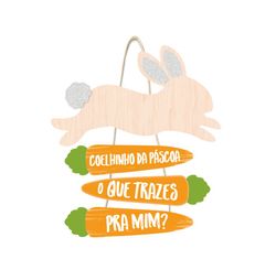 Placa Decorativa 3 Partes Coelhinho