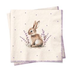 Guardanapo Estampa Coelho Lavanda Clr 33x33 Cm Pt C/ 20 Pc