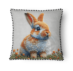 Capa de Almofada Pascoa Velvet C/fita Pompom 43x43cm